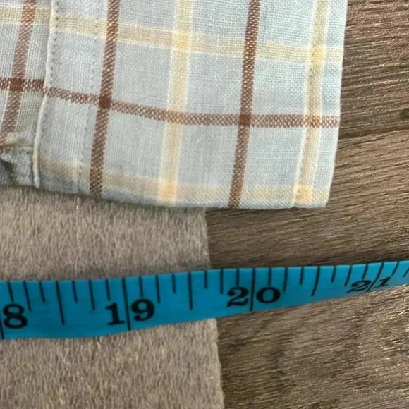 [L]Brooks Brother Irish Linen Brown Yellow  Plaid Men Button Casual Dress Shirt - Picture 7 of 7